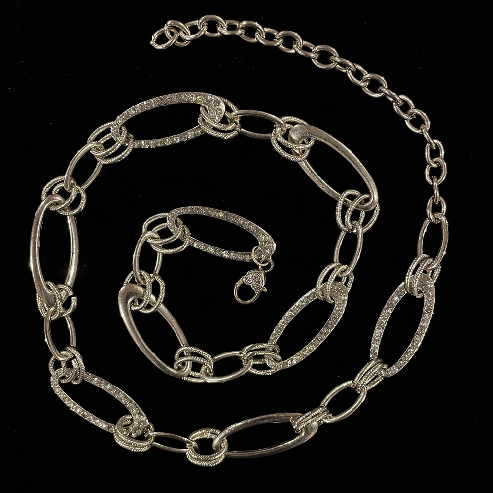 Y2K Silver Rhinestone Link Belt/Waist Chain